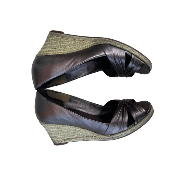 Cole Haan 9.5 B Air Camilla Metallic Gray Taupe Wedge Shoes 2.5" Heels - Picture 8 of 12